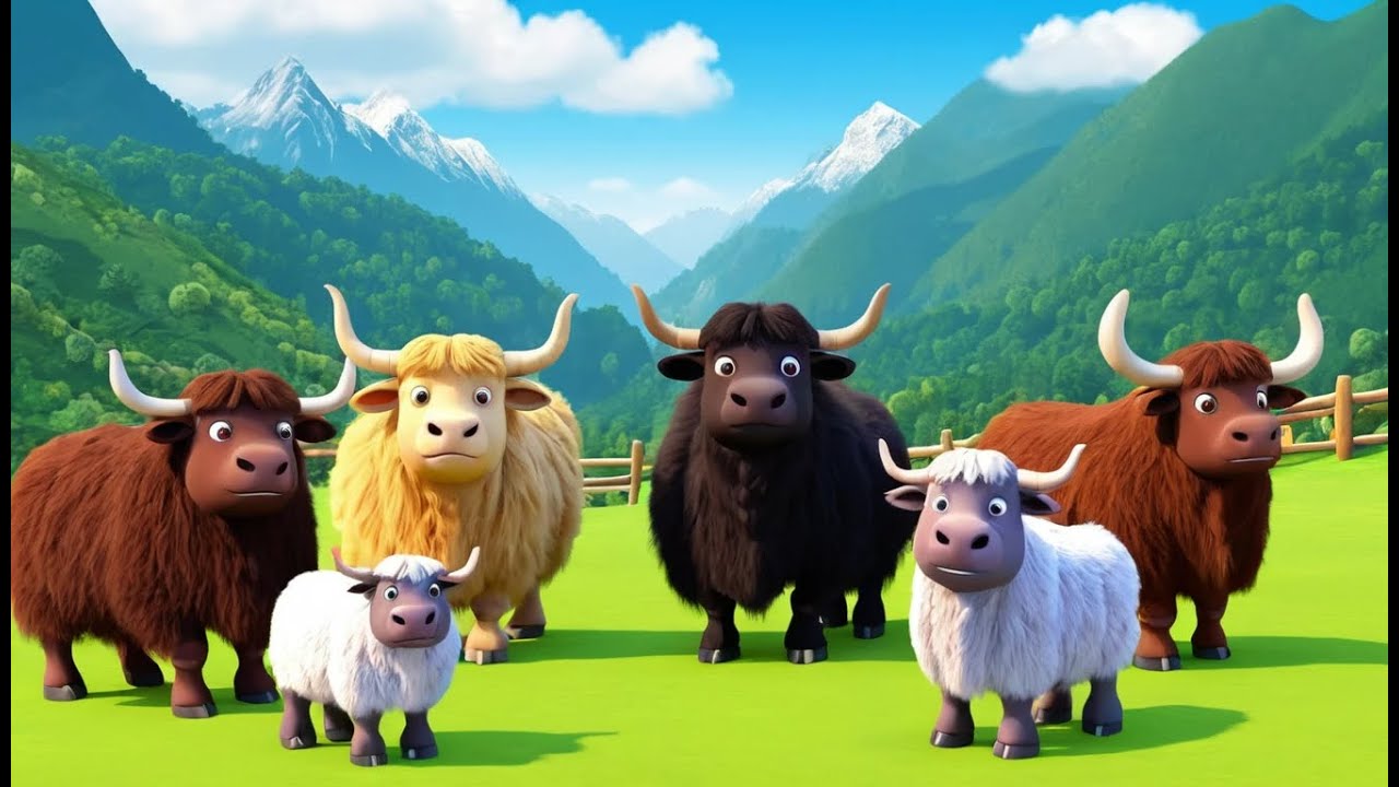 Five Little Yaks Go Grunt Grunt Grunt | Funny and Fun Kids Nursery Rhyme Animation