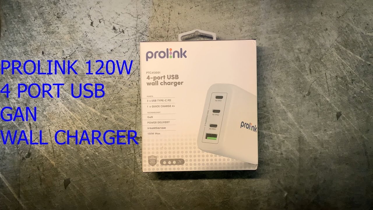 Prolink 120W Gan Wall Charger PTC412001 4 port (3 usb-c PD 3.0) and (1 usb-a 3.0) Unbox & Test