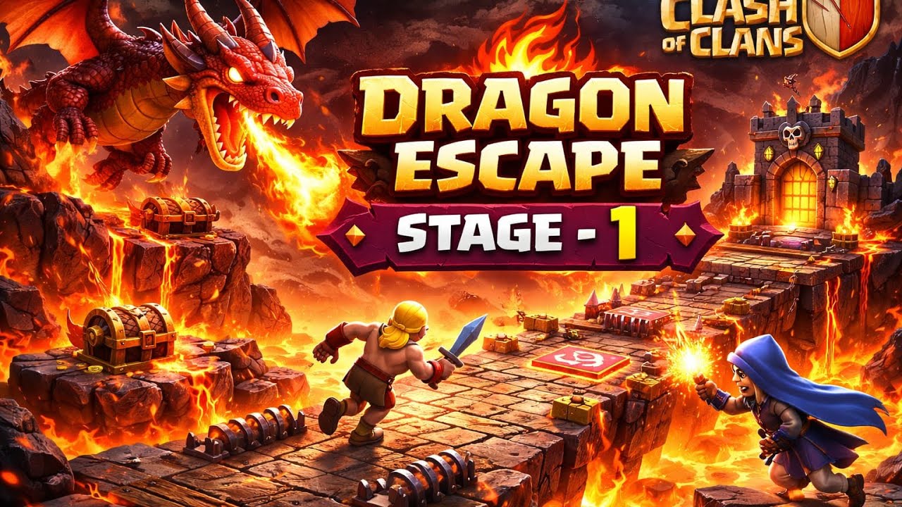 Get 3 Star In Dragon Escape Stage -1 CoC #clashofclans #clashroyale #brawlstars #hayday #boombeach 