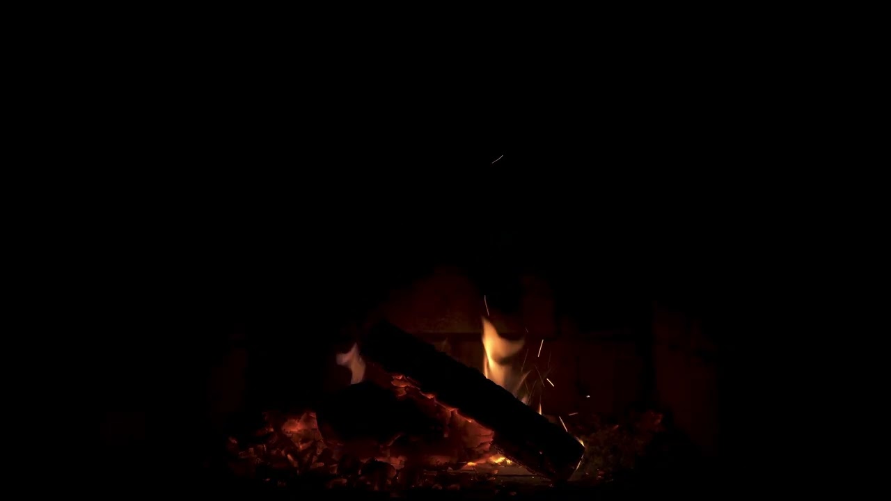 Night Fireplace with Crackling Fire Sounds 🔥Cozy Fireplace 4K. Dark Fireplace Noises Black Screen
