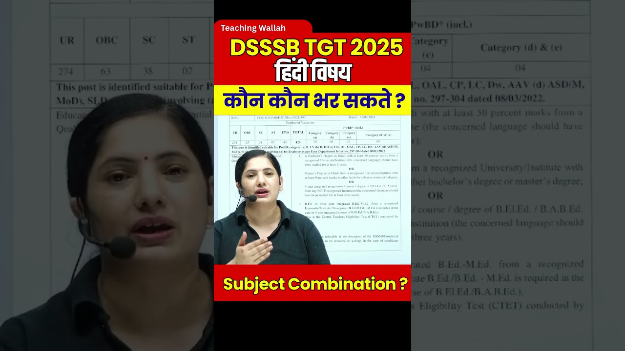 DSSSB TGT Hindi Teacher Eligibility 2025 | DSSSB TGT Hindi Eligibility #shorts #dsssbtgt