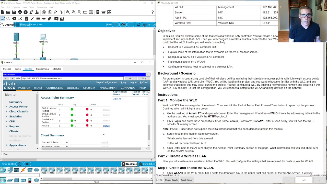 CCNA 2: Configure a Basic WLAN on the WLC PT 13.2.7