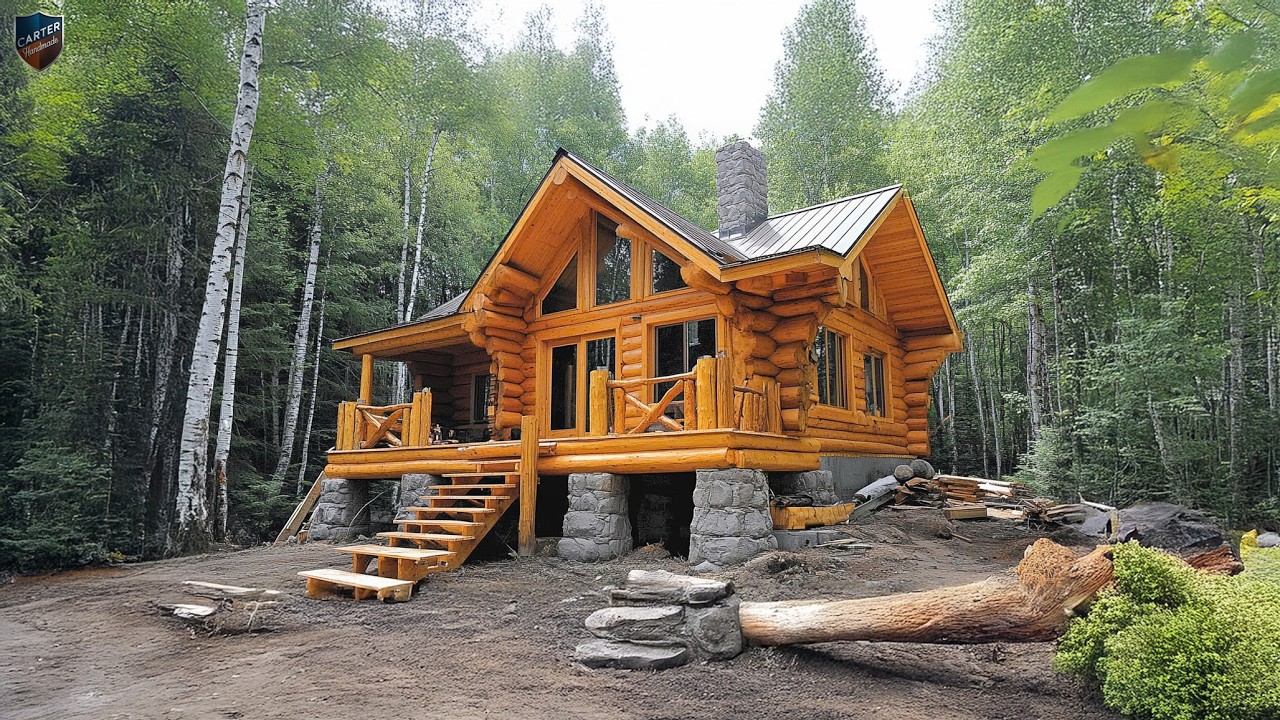 365 Days Of Building A Massive Wooden House Alone –  Start To Finish