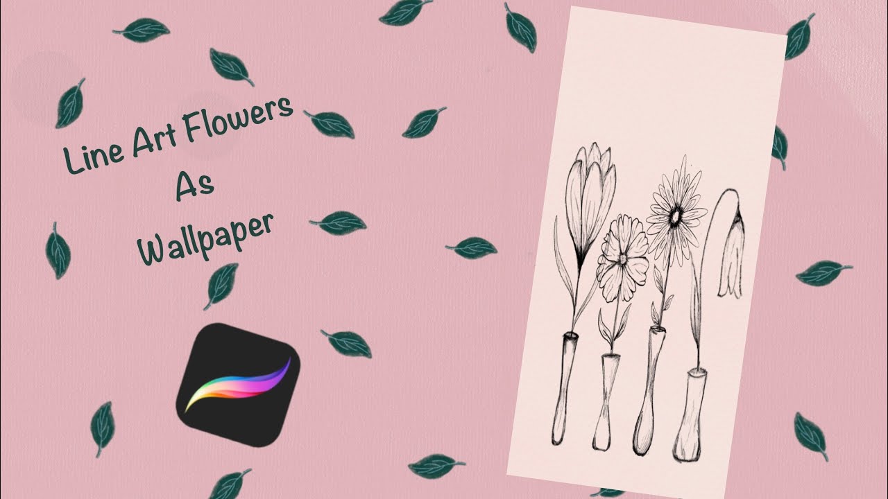 Line Art Floral Design for Phone Wallpaper