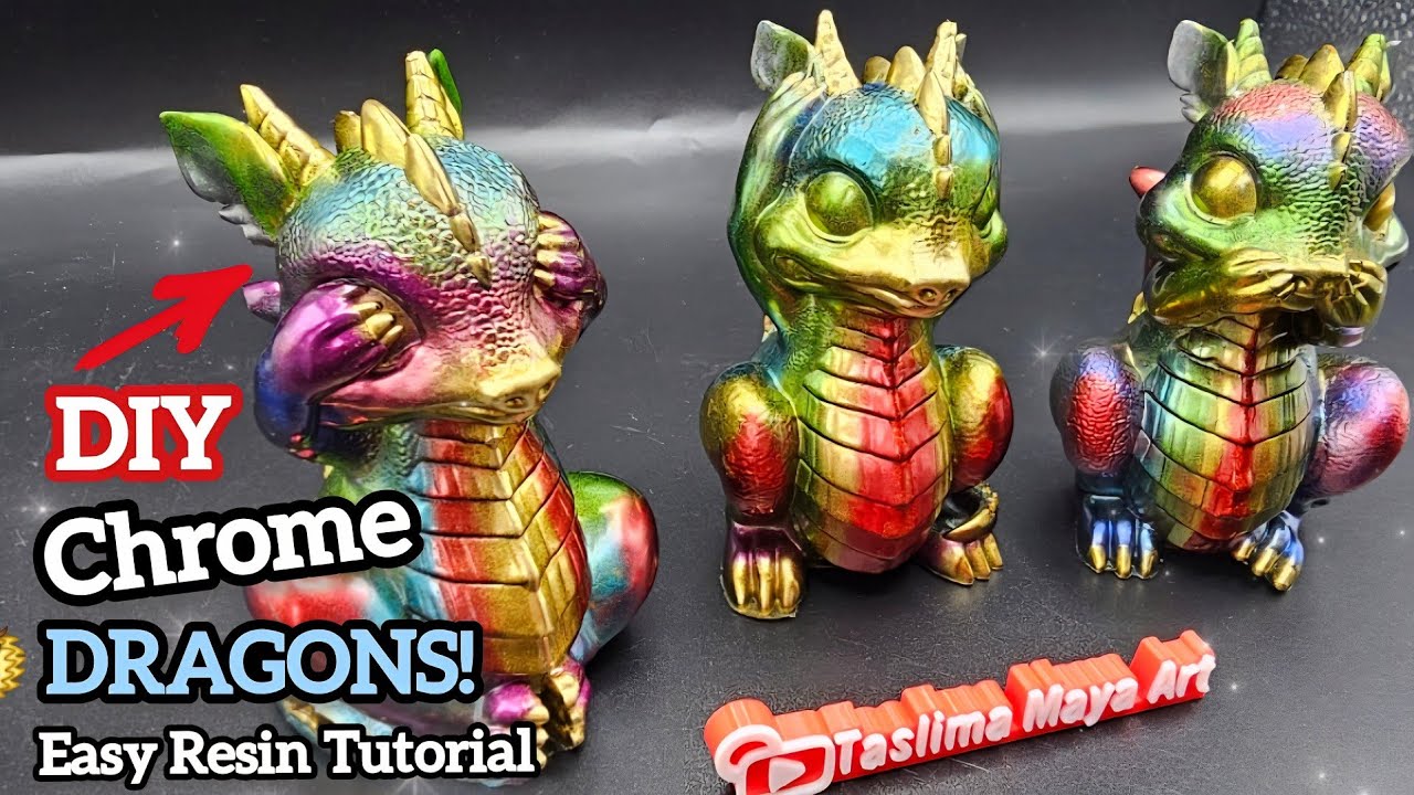 Dragons Made From Silicone Molds & Chrome Pigments - Epoxy Art