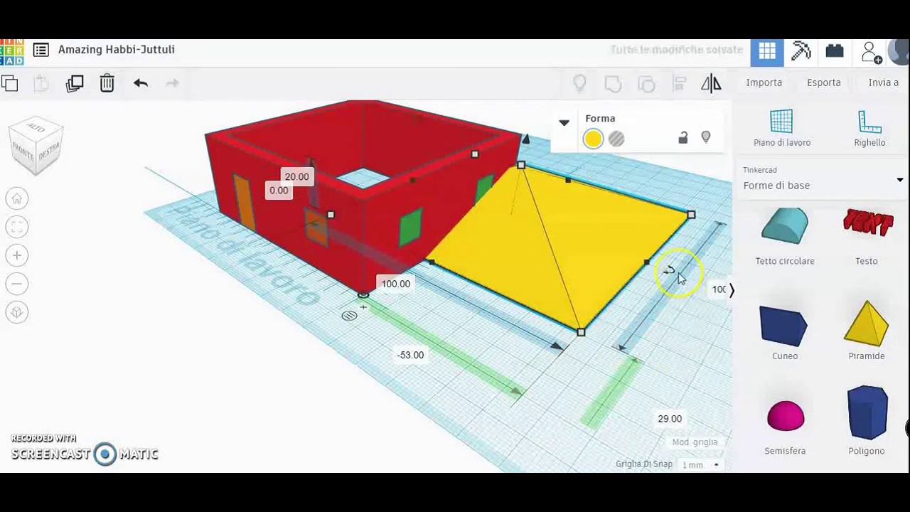 COMANDI BASE TINKERCAD COSTRUZIONE DI UNA VILLETTA