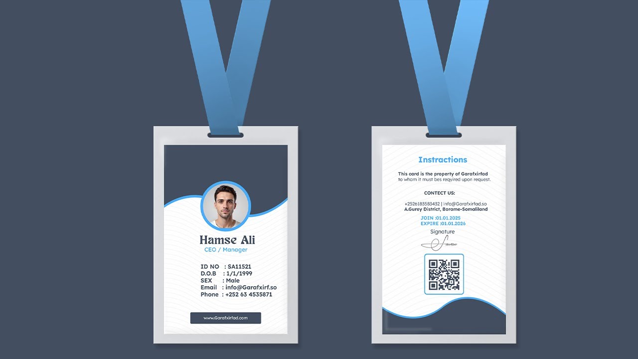 ID Card Design Baro Sida Loo Design Greeyo Id cards ka