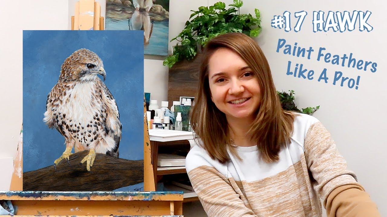 How To Paint Hyper Realistic Birds | Red Tailed Hawk Time Lapse #17 January Art Challenge