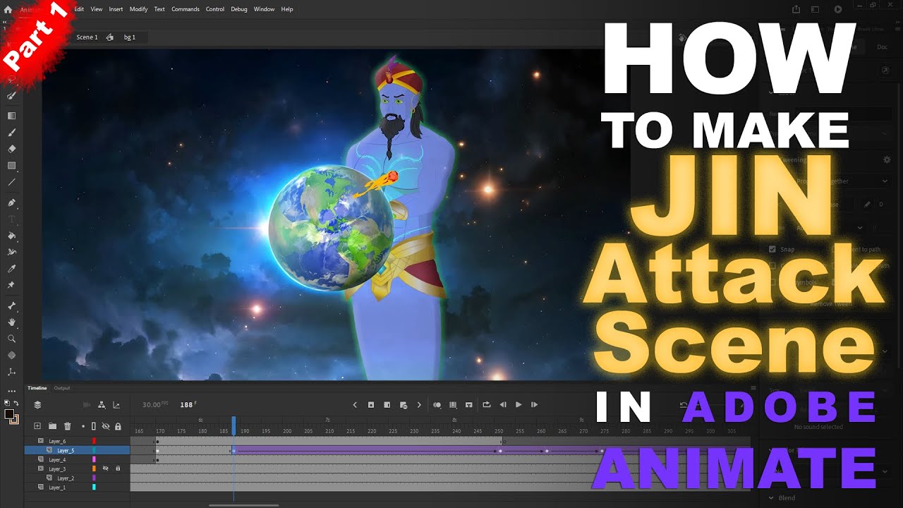 How to Make Jin Attack Scene in Adobe Animate | Part 1| 2D Animation Tutorial | Toon Mentor