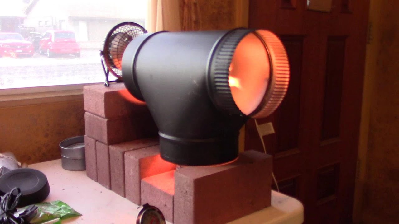 DIY Air Heater! Hot Air Furnace! (brick & stove-pipe air heater) - alcohol fueled heater! Easy DIY