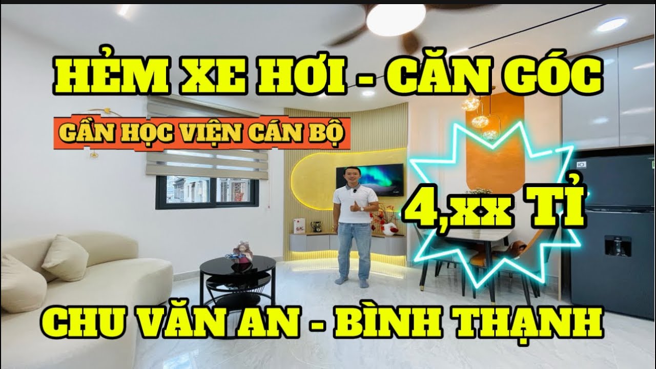 NHÀ HẺM XE HƠI QUẬN BÌNH THẠNH, CĂN GÓC KHU HỌC VIỆN CÁN BỘ CHU VĂN AN CHỈ HƠN 4 TỈ