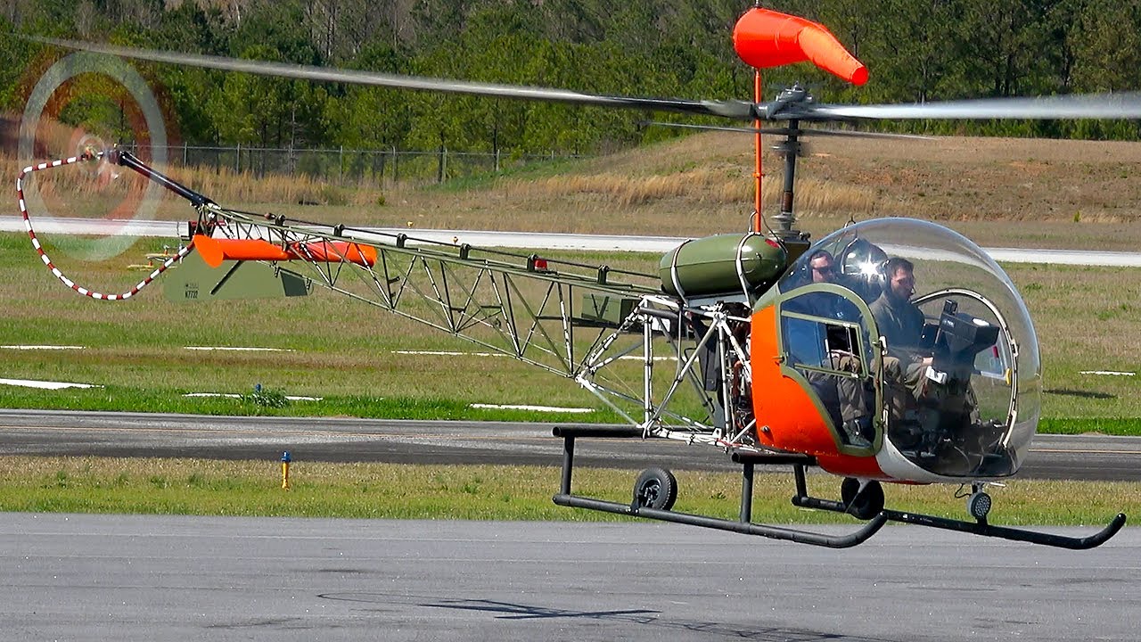 Iconic Bell 47G: Startup, Takeoff and landing