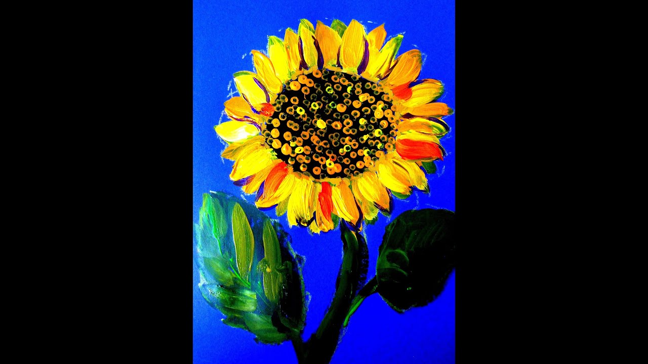Tutorial de pictură pentru &icirc;ncepători. Floarea soarelui./Painting tutorial for beginners. Sunflower.