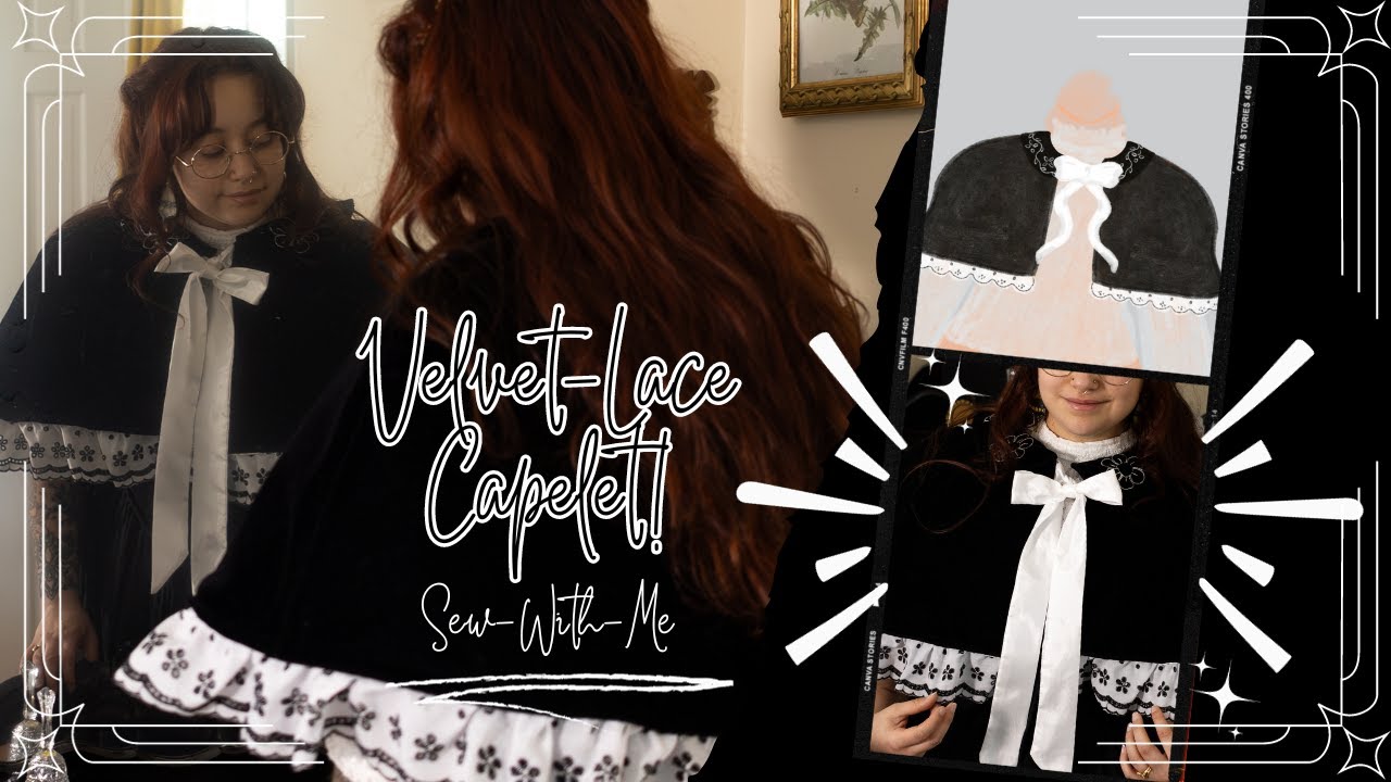 Attempting to Sew a Velvet-lace Capelet! | Sew-along | Cottagecore Vlog |