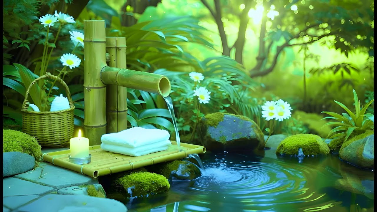 Healing Piano + Bamboo Water 🌿 Release Negative Emotions, Fear & Stress