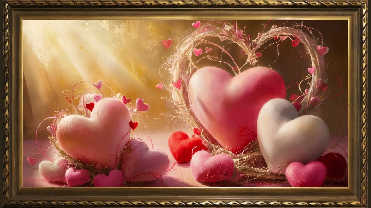 SUN KISSED HEARTS | FRAMED TV ART WALLPAPER SCREENSAVER BACKGROUND | VALENTINE'S DAY | 2 HRS