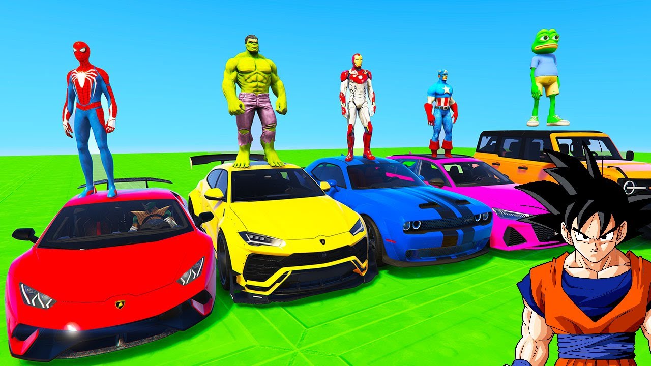 SPIDERMAN Vs Hulk CARS Multi MEGA Ramp Challenge ! SUPERHERO HULK Epic Stunts JETSKI CAR - GTA V