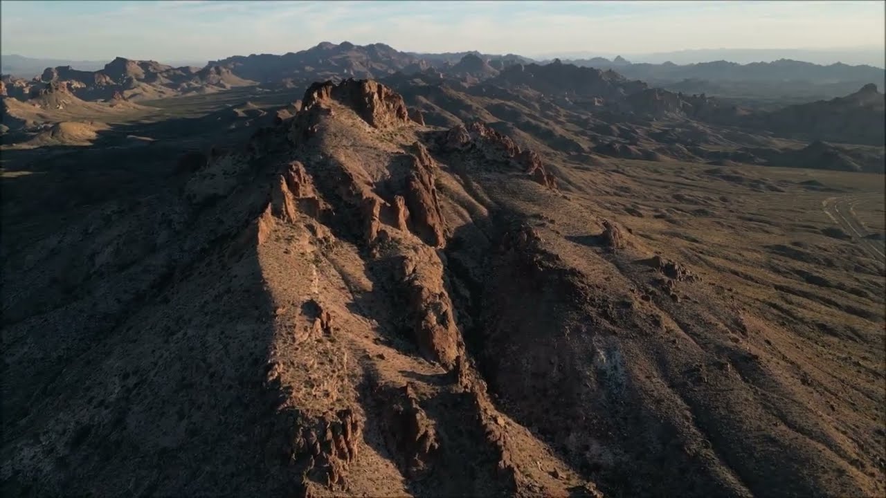 Late afternoon, drone over Squadron Peak and Union Pass, Arizona