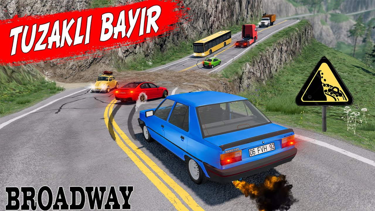 TUZAKLI ÖLÜM BAYIRINDAN ARABAYI ZORLADIM // HATALI SOLLAMA KAZALARI TADINDA // BeamNG.drive