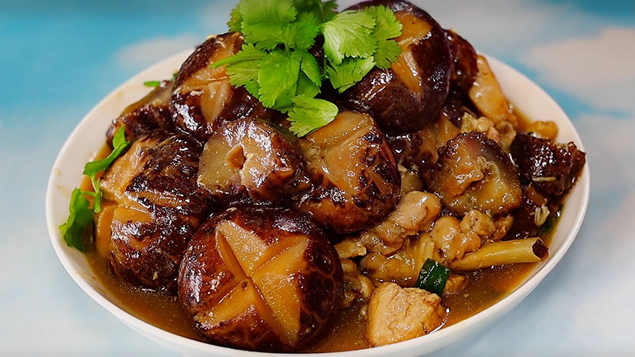 Braised Sea Cucumber, Shitake Mushrooms & Chicken, 海参香菇焖鸡肉 [CC Added]
