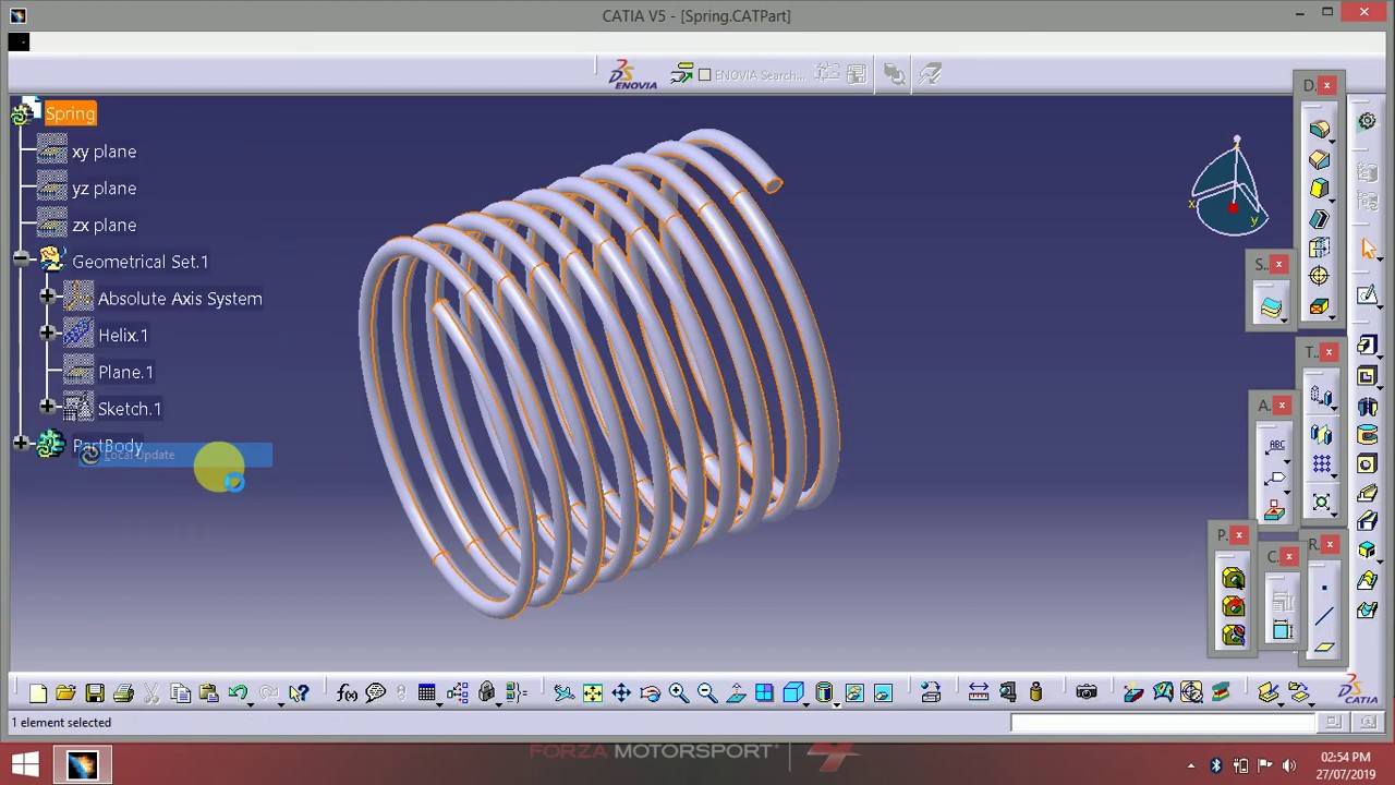 CATIA Spring Using Helix