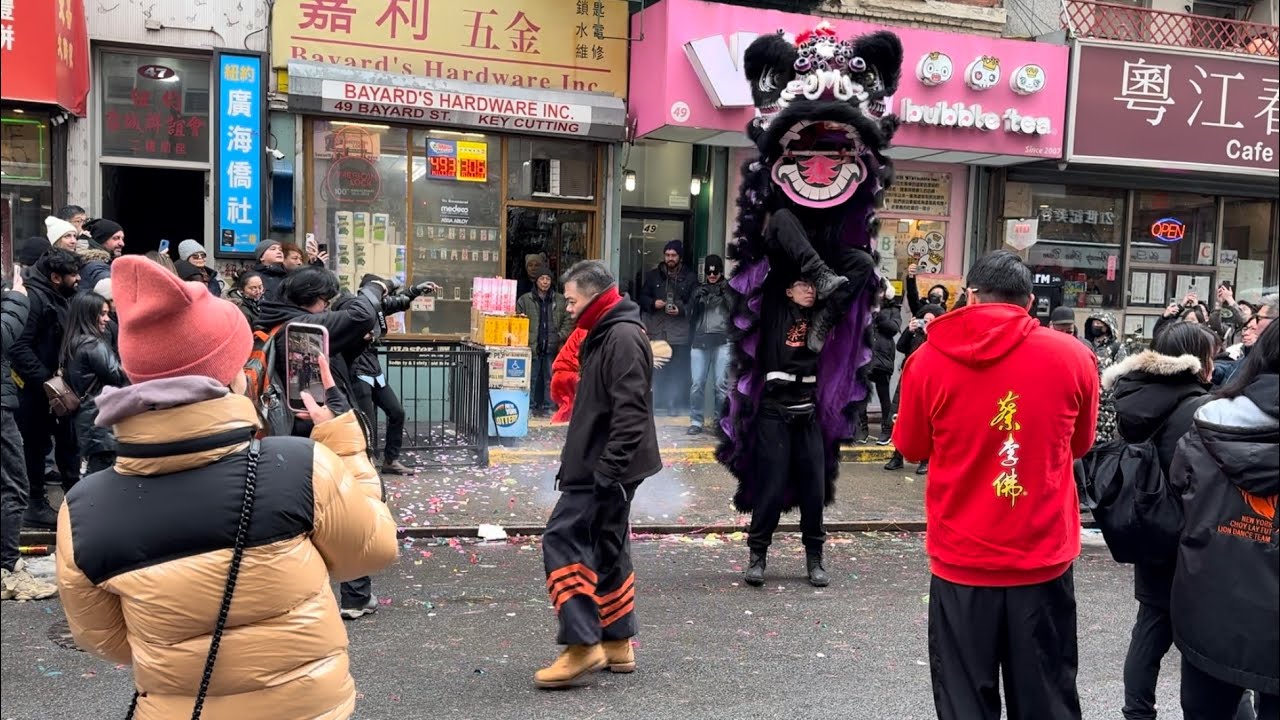 NY Chinatown Lion Dance Super Saturday 2024 with Firecrackers (2/17/24)