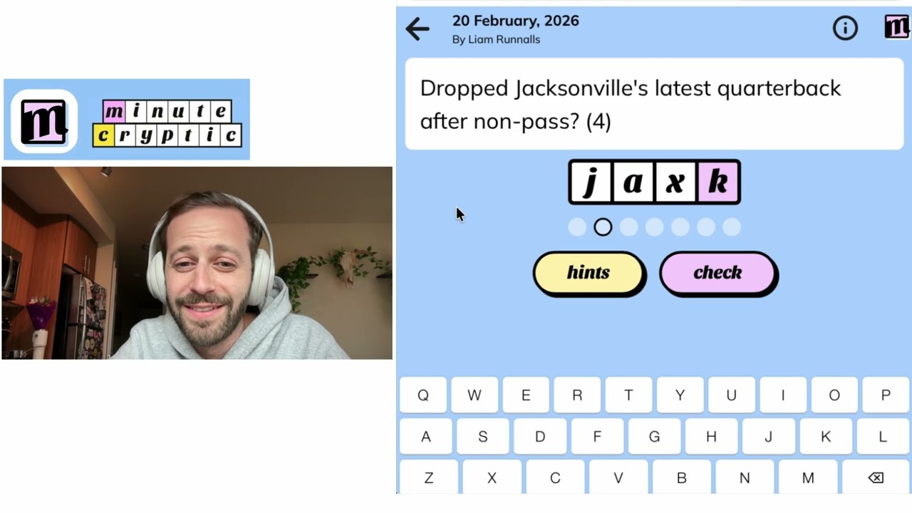 Minute Cryptic Clue 605 | February 20, 2026