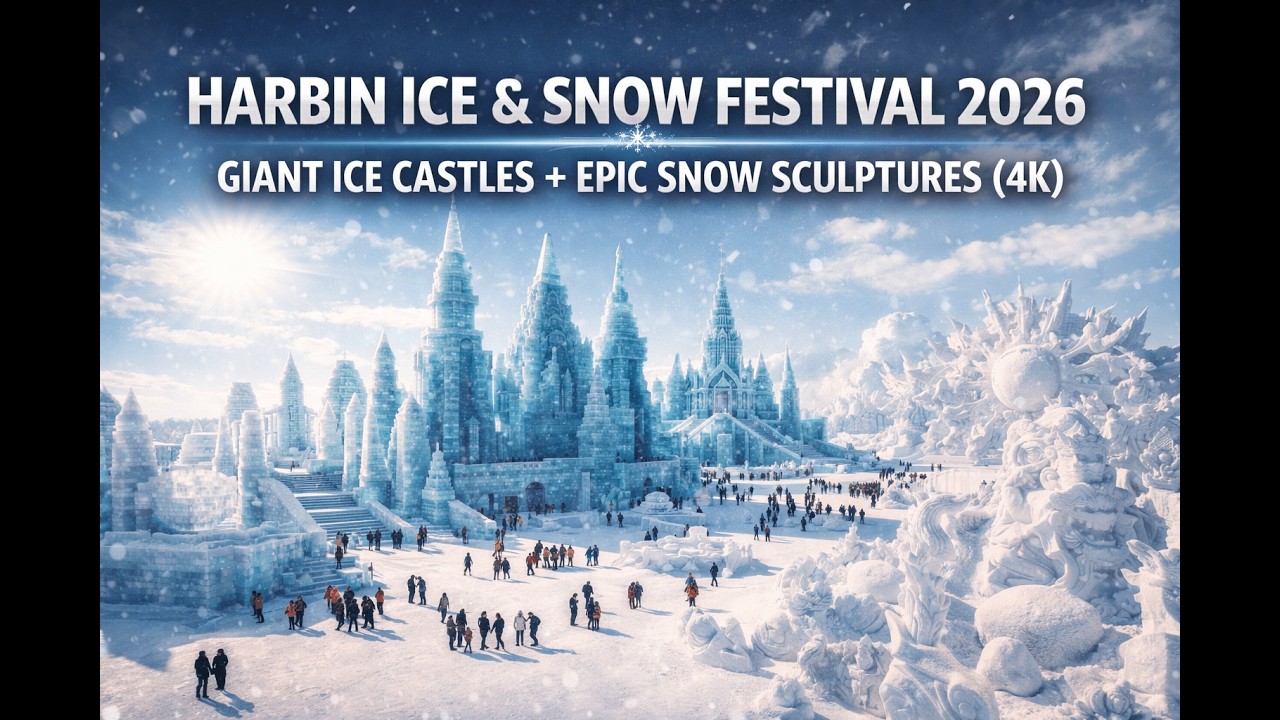 HARBIN ICE & SNOW FESTIVAL 2026 ❄️ GIANT ICE CASTLES + EPIC SNOW SCULPTURES (4K)