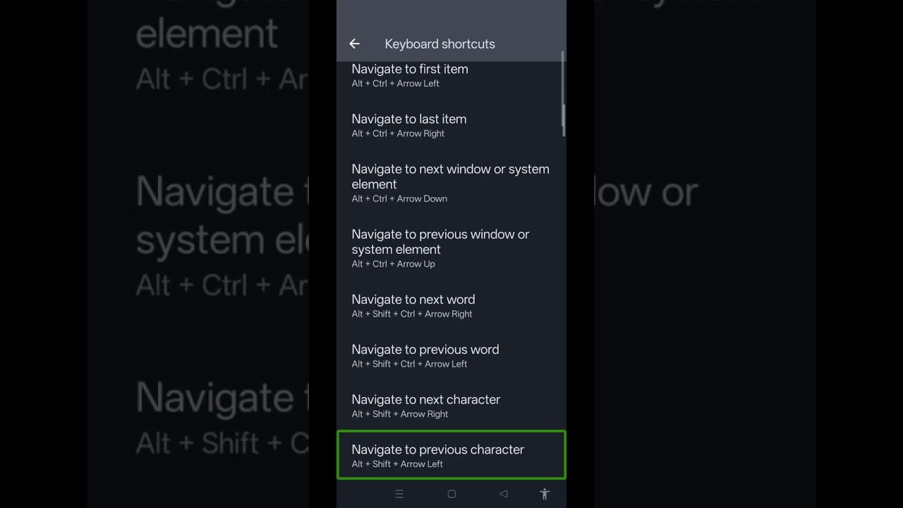 Latest keyboard shortcut from new latest TalkBack for blind keyboard actions and shortcut 