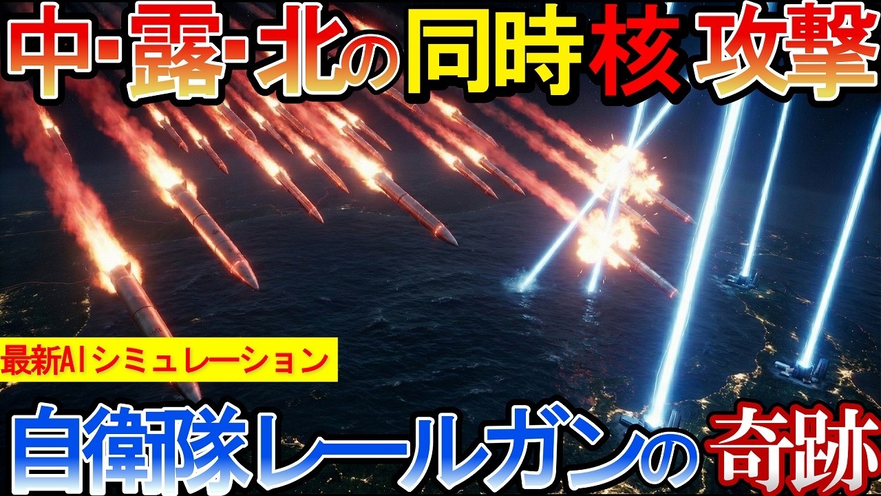 【日本の最強兵器】【草薙司令官シリーズ6】もしも中ロ北が同時に核ミサイル攻撃してきたら？自衛隊の大逆襲。レールガンと高速滑空弾で敵基地粉砕！【最新AIシミュレーション】