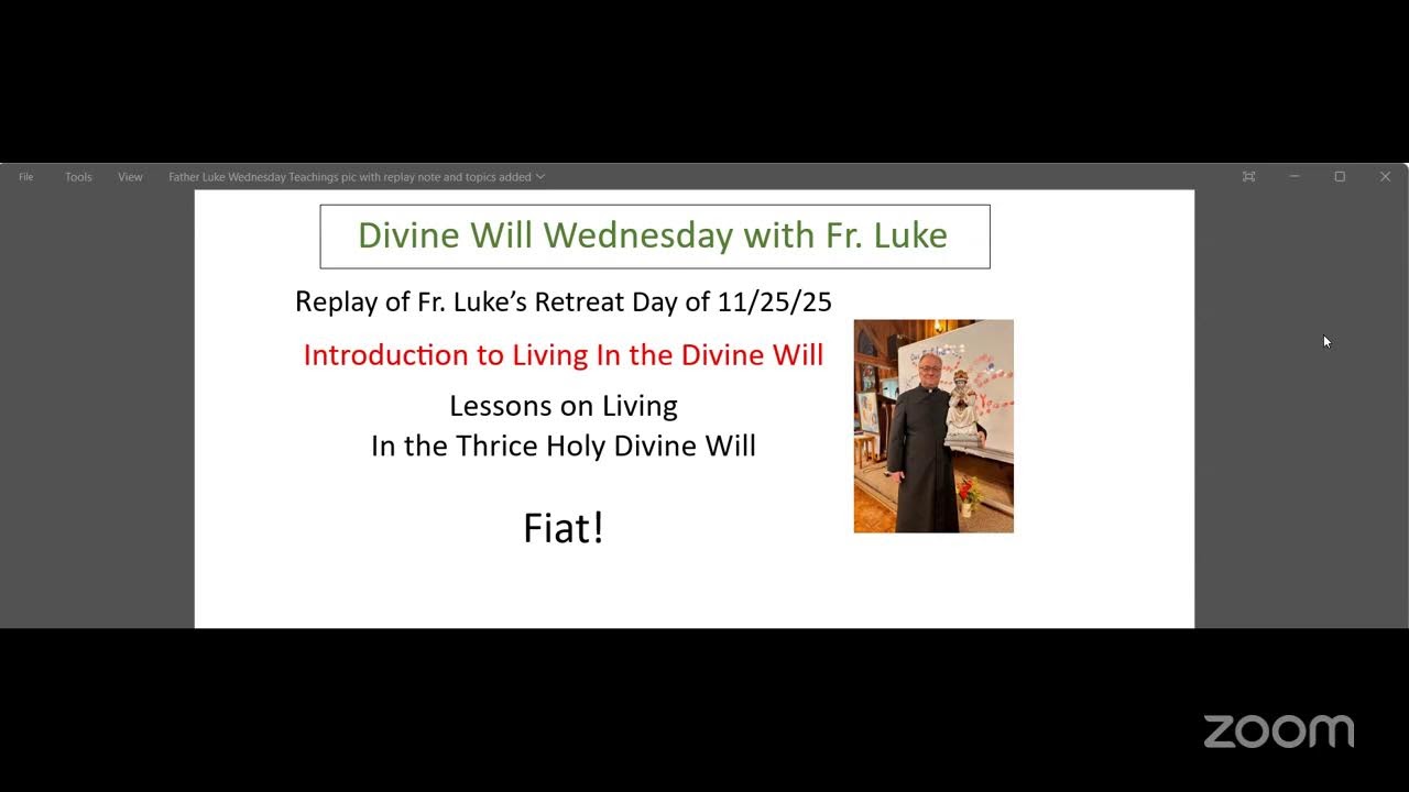 2.18.26 WEDnesdays In the Divine Will with Fr. Luke Krzanowski - Fiat!