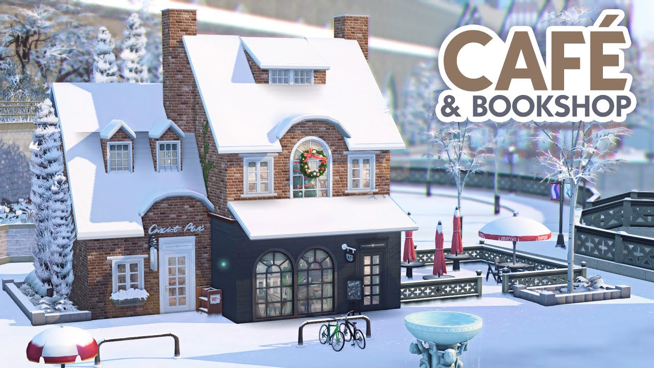 Snowy Café & Bookstore 📚 // The Sims 4 Speed Build