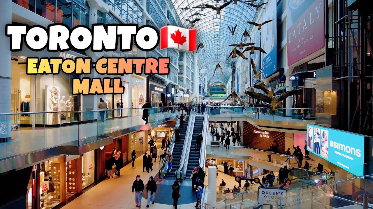 Toronto Saturday Eaton Centre Mall Walking Tour Canada 4k