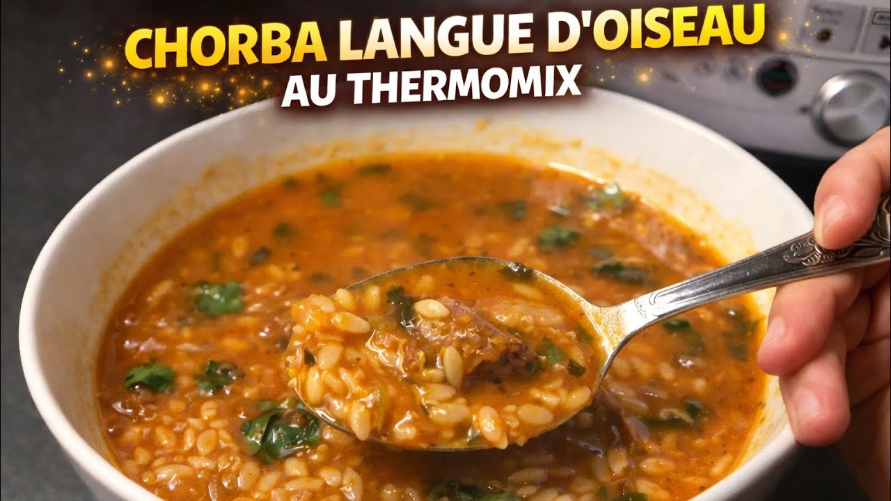 ⭐️CHORBA LANGUE D’OISEAU AU THERMOMIX ET MONSIEUR CUISINE. RECETTE POUR FTOUR RAPIDE ET FACILE   