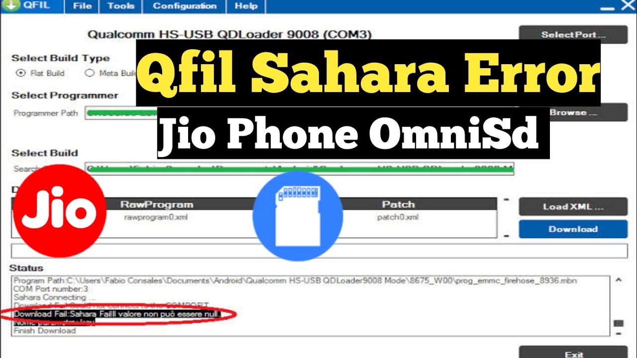 Qfil Sahara Error (Fixed) Jio Phone OmniSd Solution