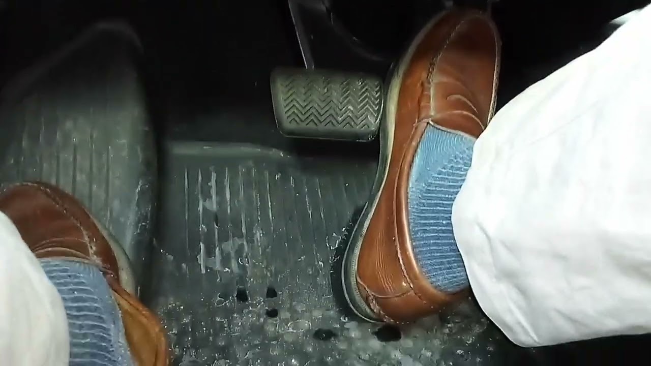 Driving the car wearing my brown LL Bean penny loafers