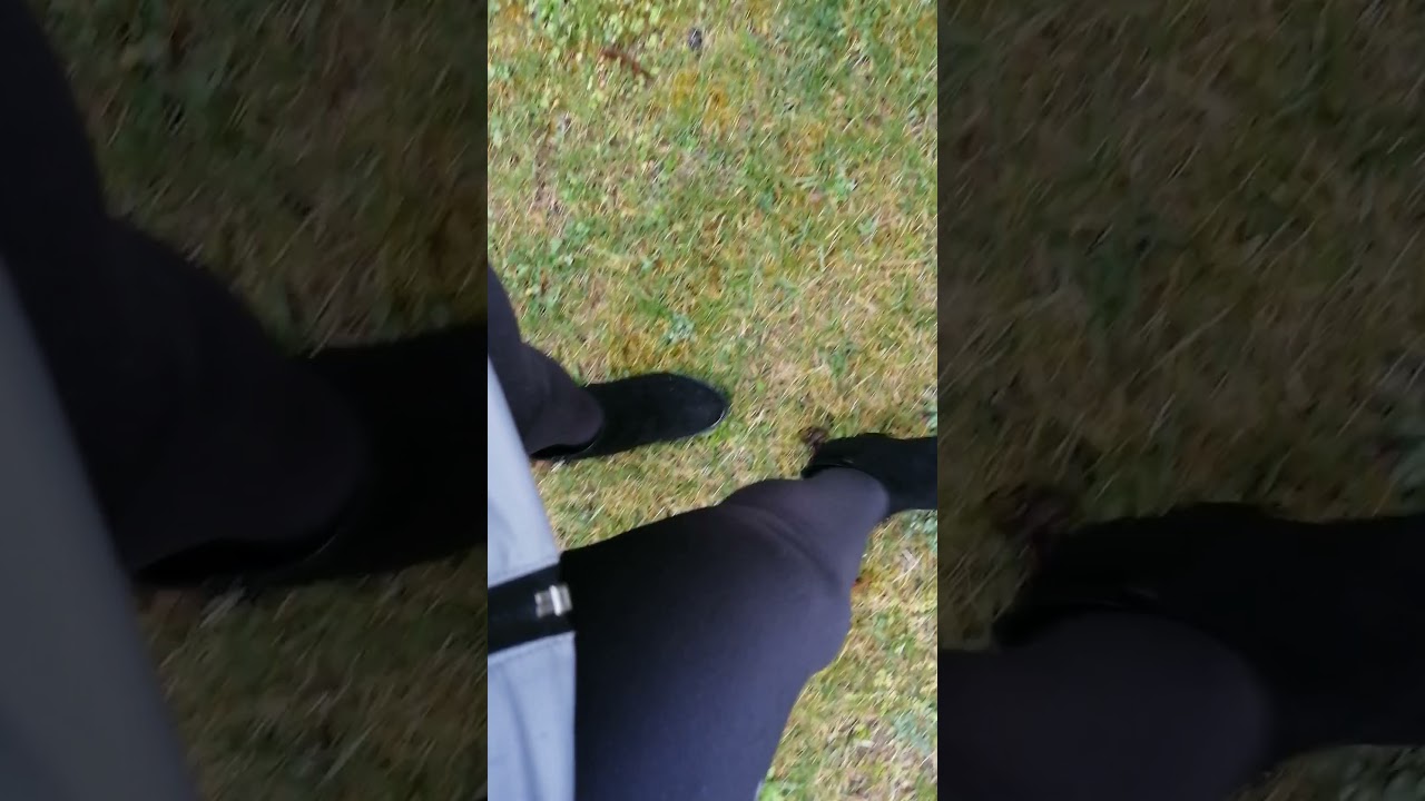 Crushing mood in the rainy garden with my high heeled lugged sole boots