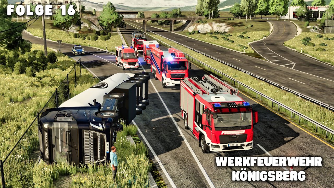 Werkfeuerwehr Königsberg - Das Projekt ist in Gefahr! Schwerer Gefahrgutunfall auf der Autobahn