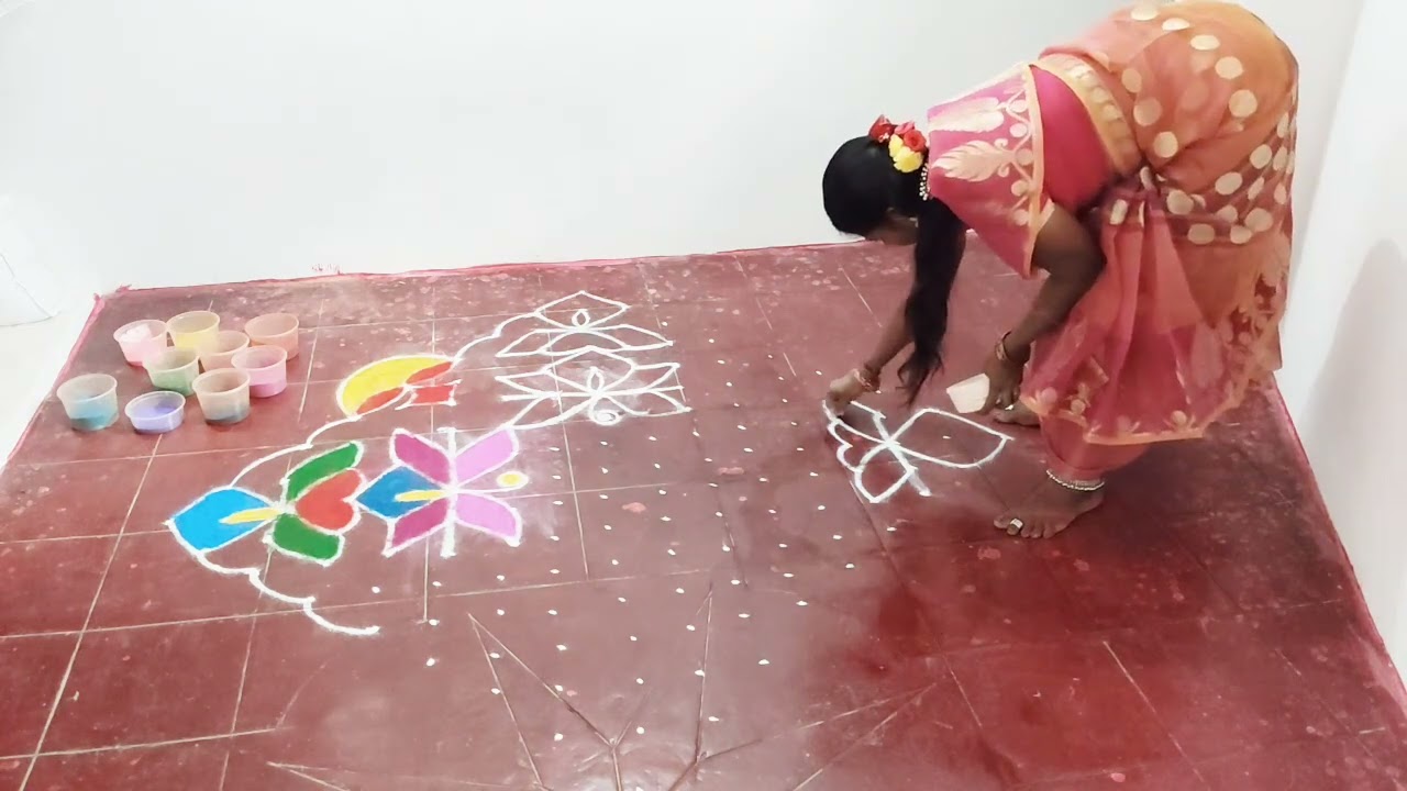 🧚💞 Fullvideodaily#munieswari#இதயம்பட்டாம்பூச்சி#விளக்குdesigns#17#1#நேர்புள்ளிkolam#videos#muggulu#