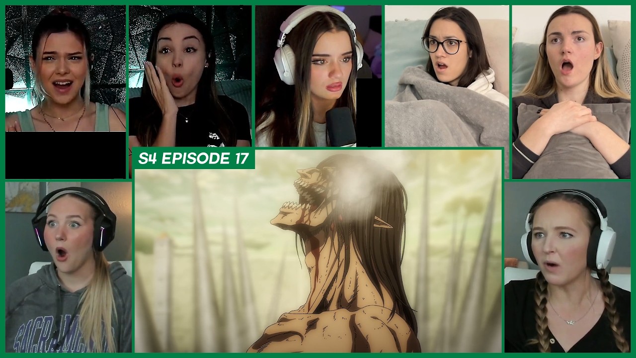 [GIRLS REACT] Eren vs Reiner and Galliard | Attack on Titan Season 4 Ep 17 Girl Reaction Mashup