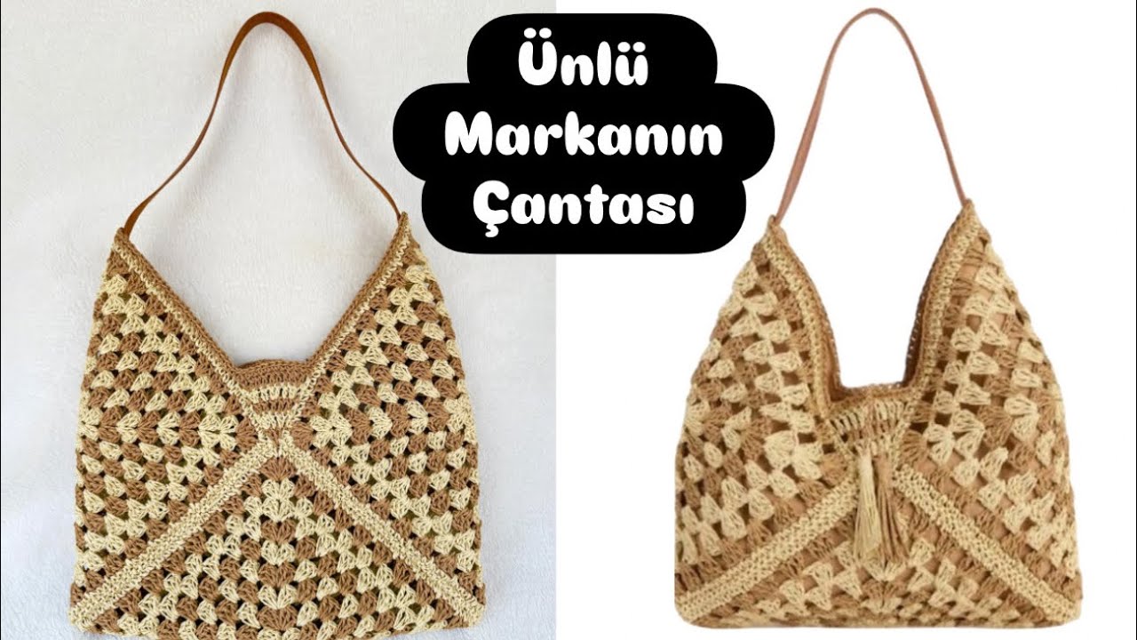 YAZIN FAVORİSİ 🌼KAGIT İP İLE 3 MOTİFTEN ÖRGÜ ÇANTA YAPIMI     #markachallenge  #knittig  #motifçanta