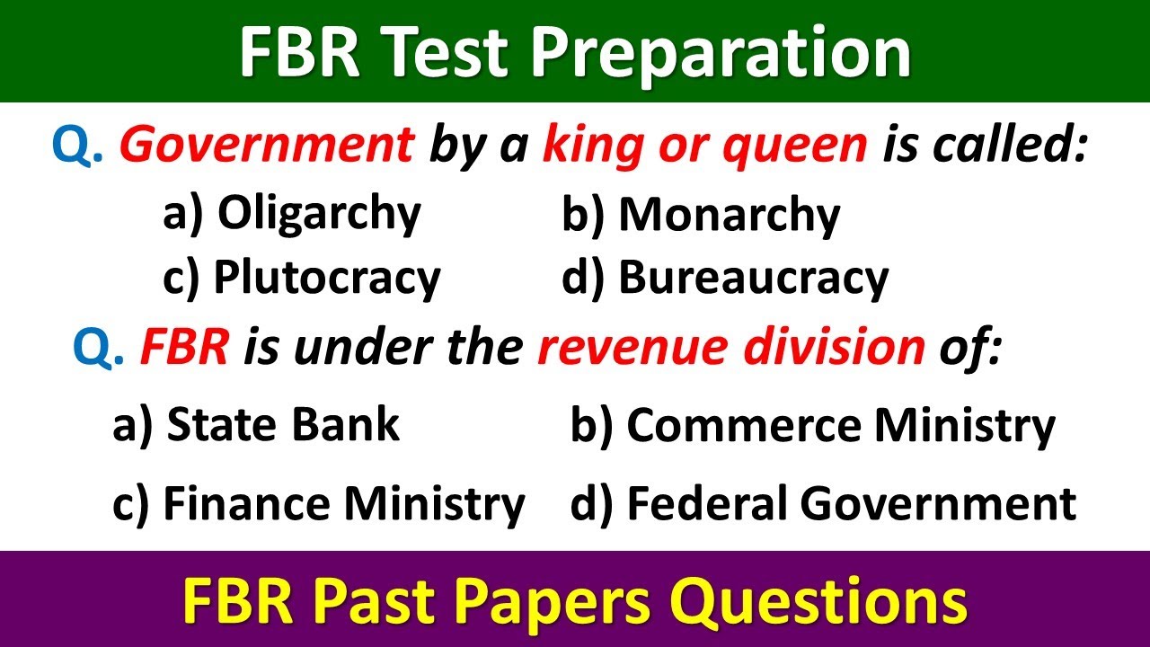 FBR Test Preparation | FBR Past Papers | FBR Past Papers Questions | FBR Test Mcqs | FBR Preparation