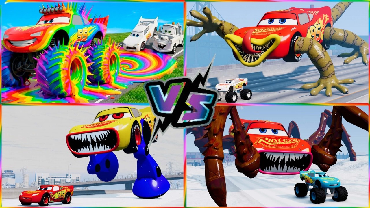 Mcqueen Monster😈 Spiderman Mcqueen🕷️ New Monster truck🤯 Mcqueen Zombie🤩