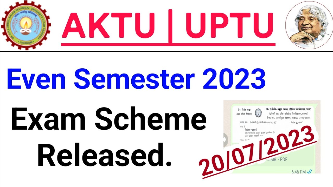 AKTU Even Semester Exam Scheme Released | AKTU / UPTU Latest News Today | Aktu Exam Scheme Download