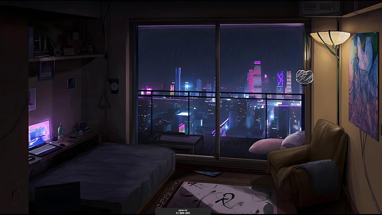 Live Cyberpunk Rainy Room 🌃 Cozy Ambient for Sleep, Relax, Study | Live