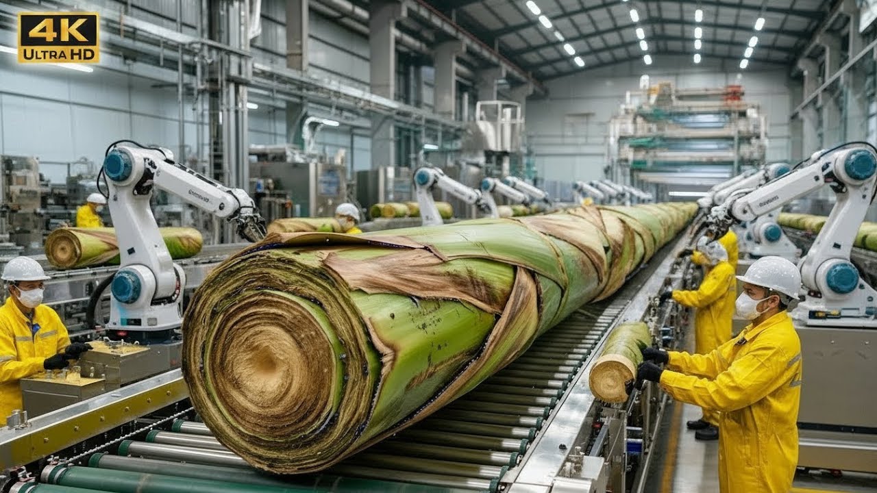How Banana Stems Are Processed - Inside a High-Tech Factory