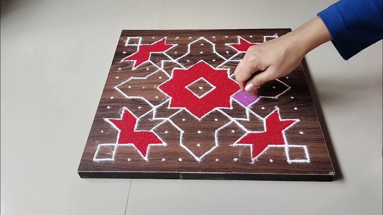 13*13  Dot rangoli design ll ठिपक्याची rangoli ll Thipkyachi Rangoli design 🕉️