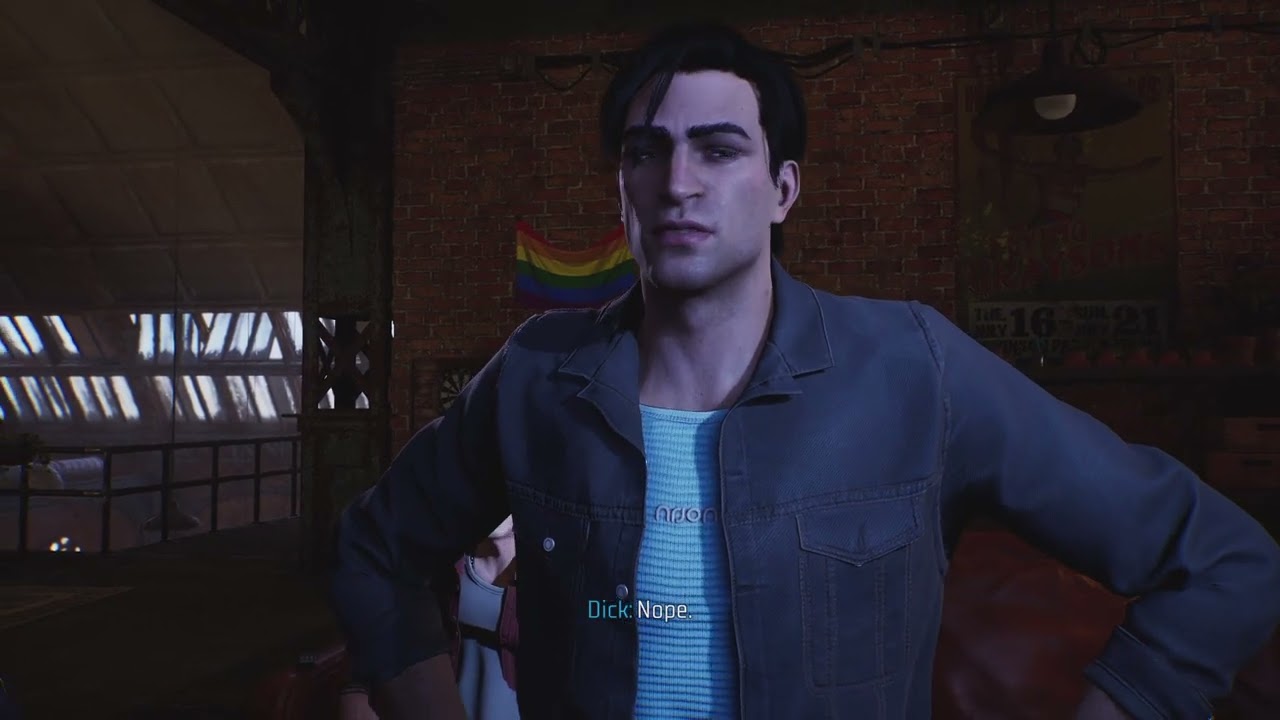 Брюс Уэйн танцует (Зести) в клубе «Пингвин» в сериале «Рыцари Готэма»