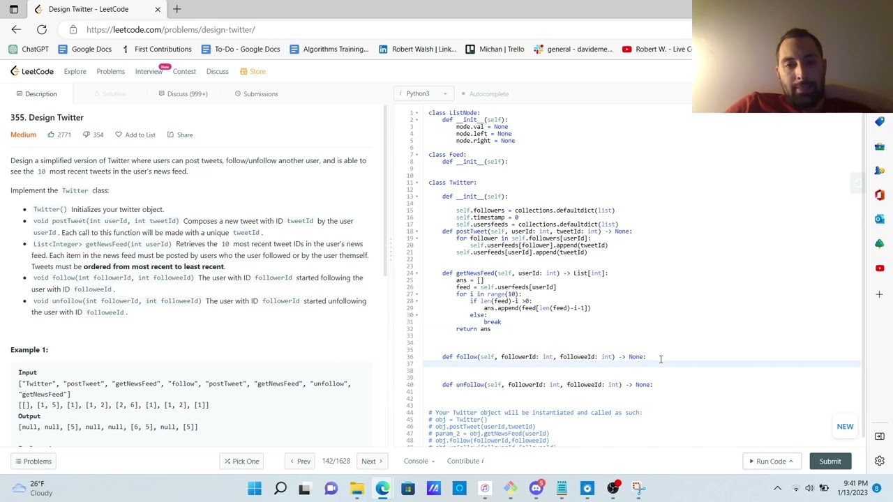 LeetCode Medium: 355. Design Twitter