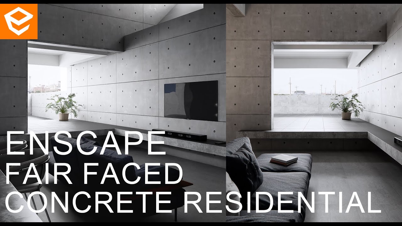 TUTORIAL:  Realistic Render  | Enscape 4.1 Interior Fair Faced Concrete Residential Rendering